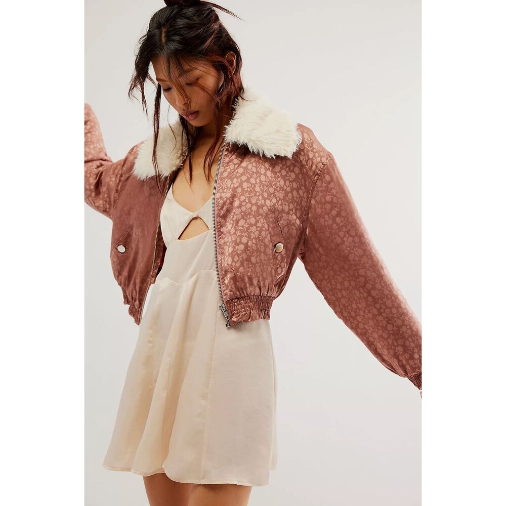 Free People Crafted Floral Bomber Jacket